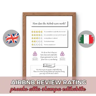 Cartello benvenuto Airbnb con recensioni