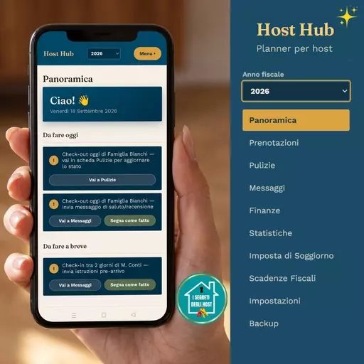 foglio Excel affitti brevi, panoramica gestione affitti brevi con calendario prenotazioni airbnb